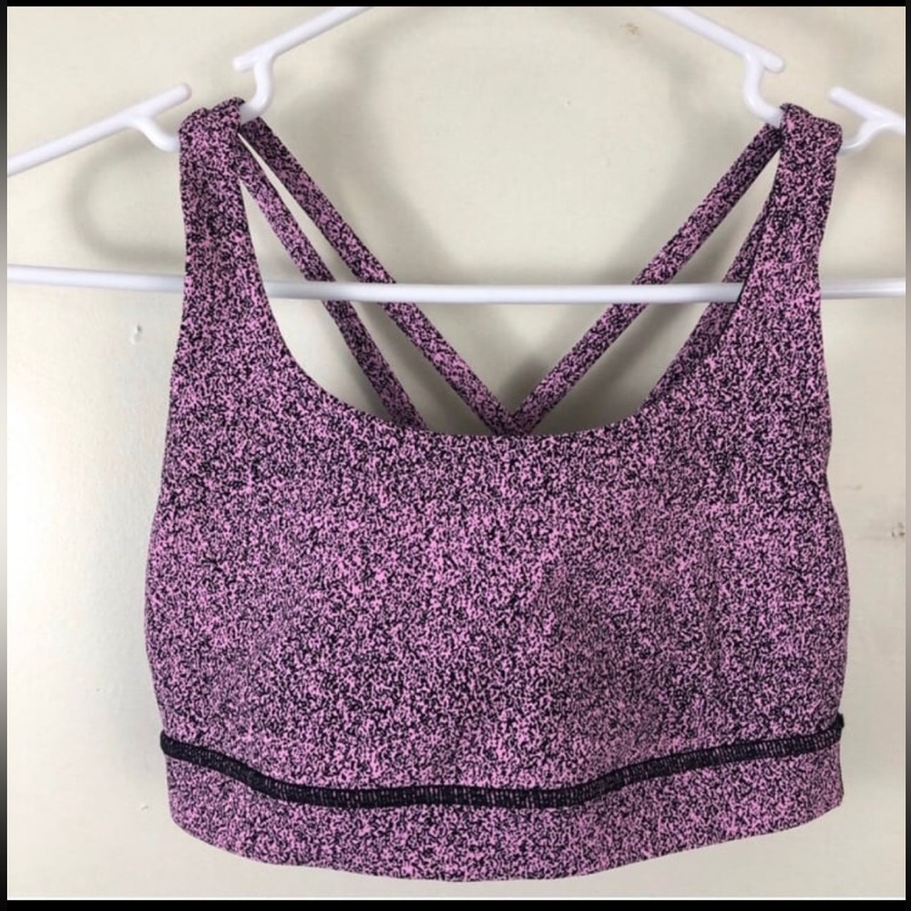 Lululemon Energy Sports Bra Black and Pink Speckles Size 4